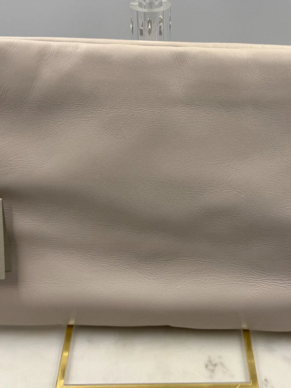 AllSaints Bettina Leather Clutch Desert White W613XD with Dust Bag,NWT $159 MSRP